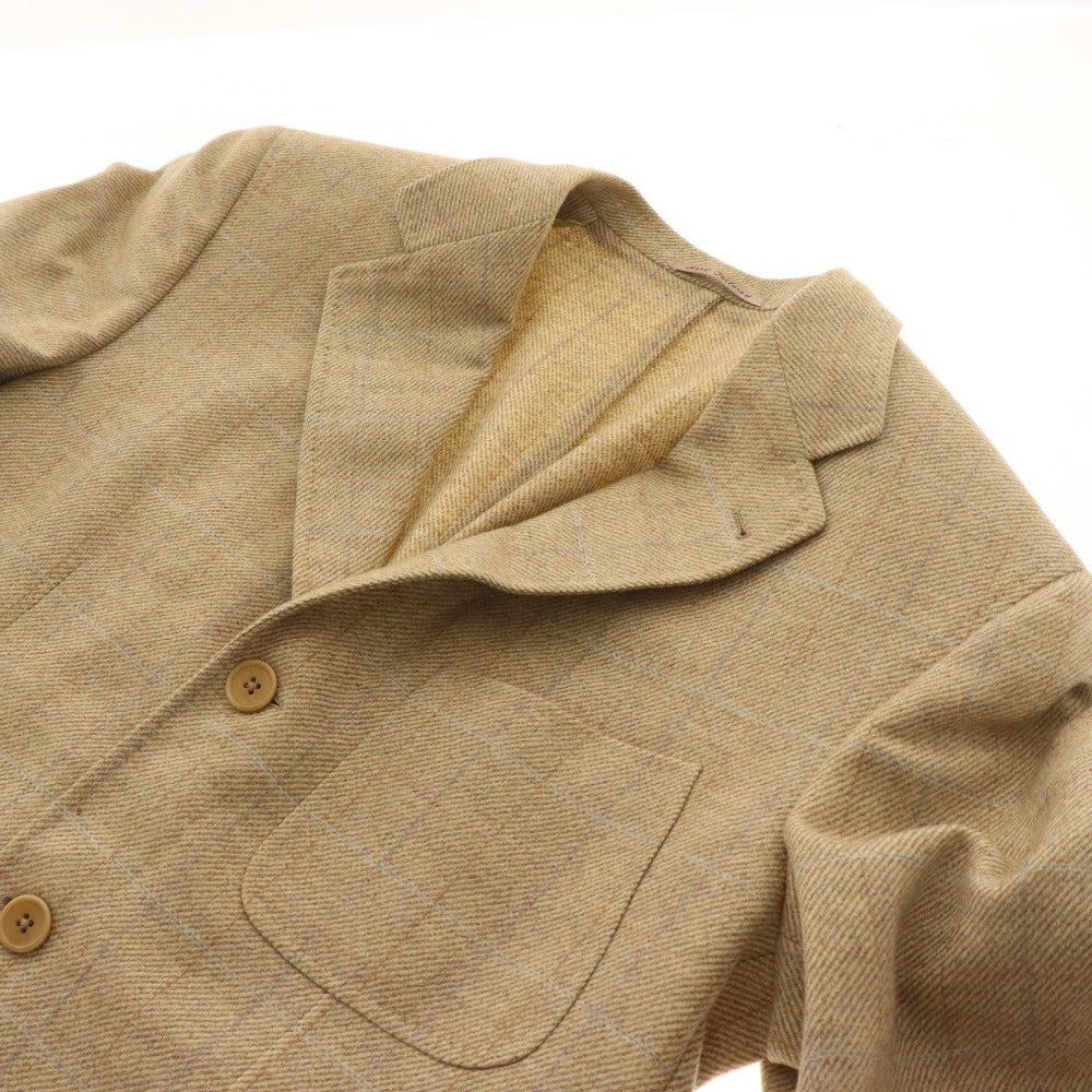 ■ Lavazzolo Tailored Jacket Blazer Suit Check Men's Size 48 Beige Accessories Included