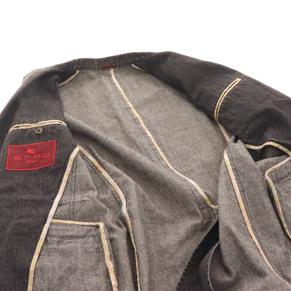 ■ Etro tailored jacket, blazer, suit, denim fabric, men's, size 48, black