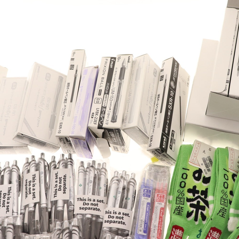 ■ Stationery, writing implements, miscellaneous goods, large set, bulk sale, 5kg, ballpoint pen, refills, socks, unused