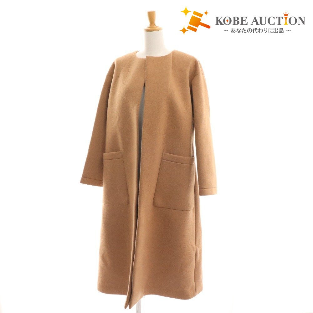 ■ Lufil No-collar coat Long coat Outerwear Rayon Women's 0 Brown