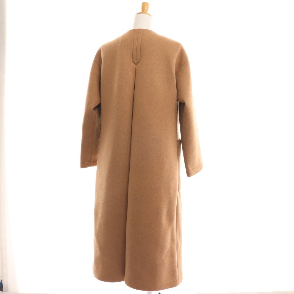 ■ Lufil No-collar coat Long coat Outerwear Rayon Women's 0 Brown