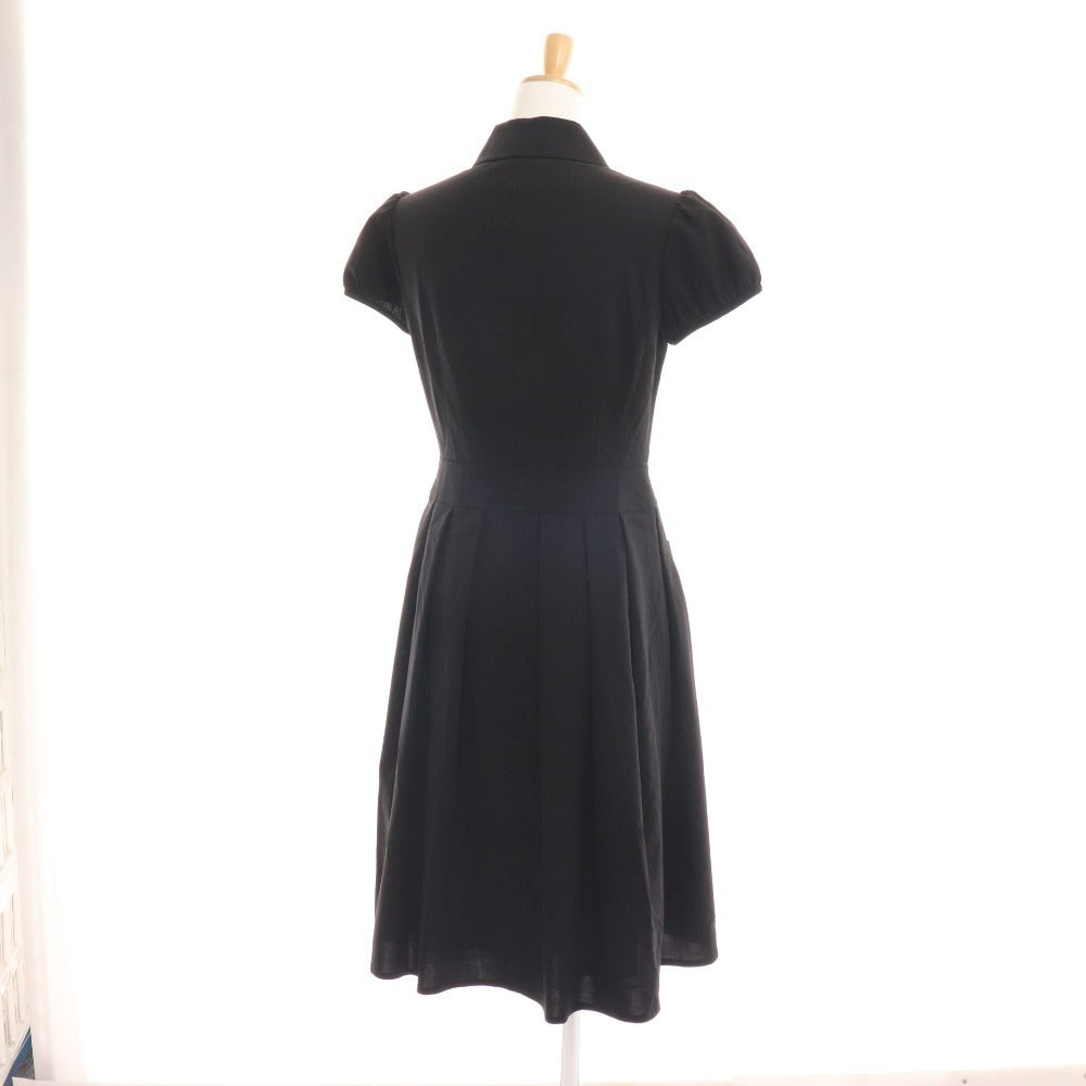 ■ Rene Long Dress Short Sleeve Wool Women's Size 36 Black