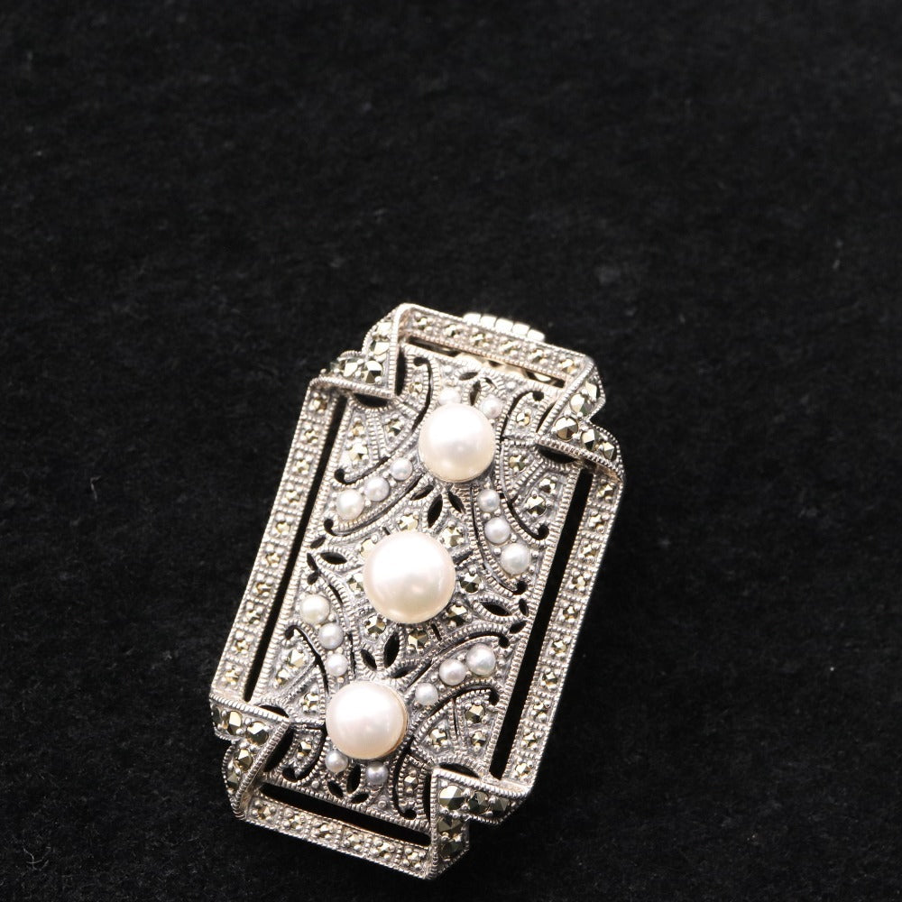 ■ Rokuzan Brooch Pendant Accessory SV Freshwater Pearl Chain 925 Stamp 10g Silver Accessories Included