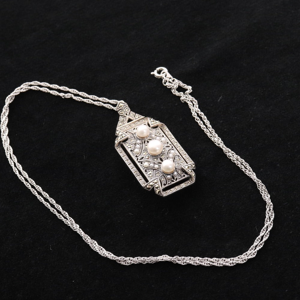 ■ Rokuzan Brooch Pendant Accessory SV Freshwater Pearl Chain 925 Stamp 10g Silver Accessories Included