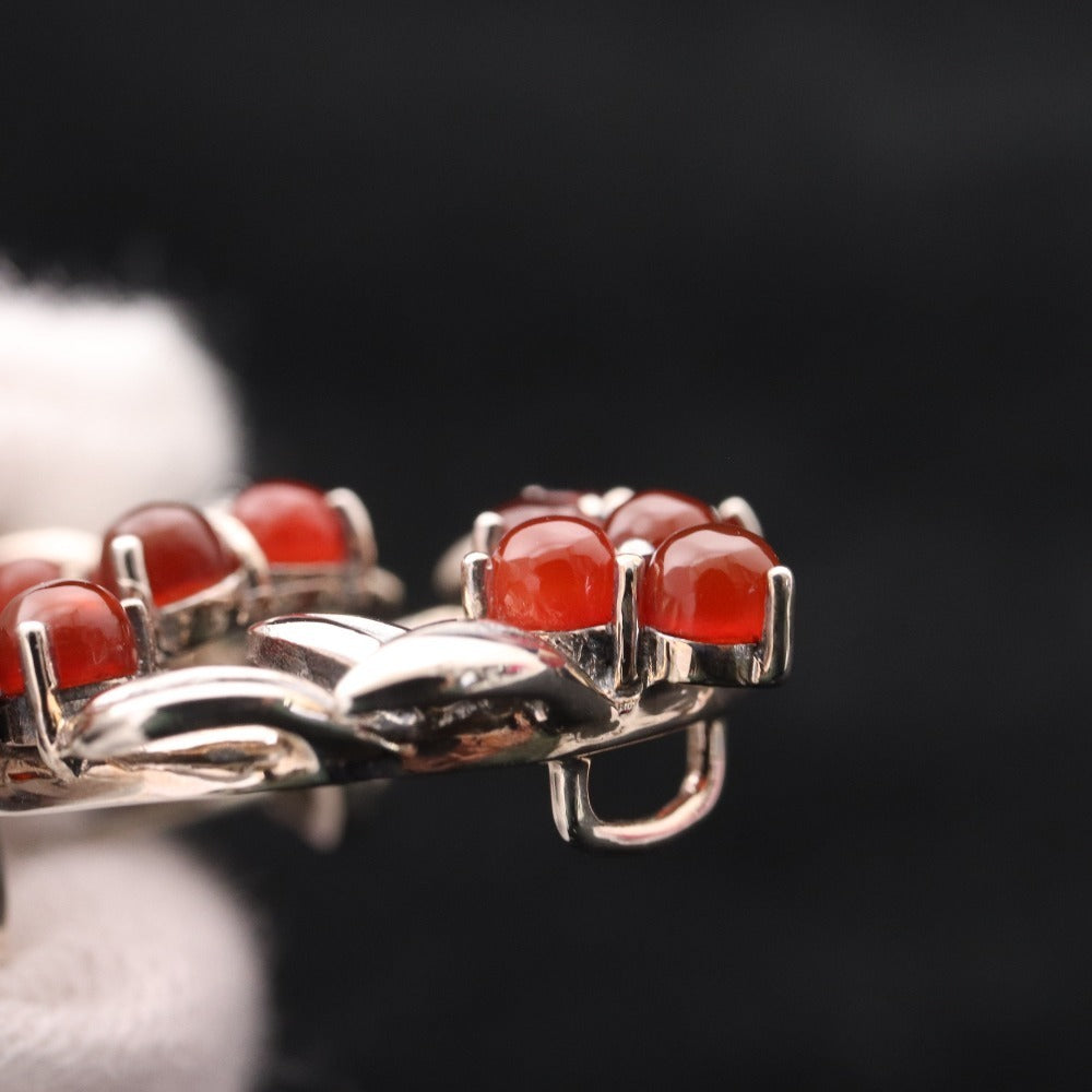 ■ Rokuzan Brooch Pendant Accessory SV Happy Bird Carnelian Marcasite 925 Stamp 6g Silver Red Accessories Included