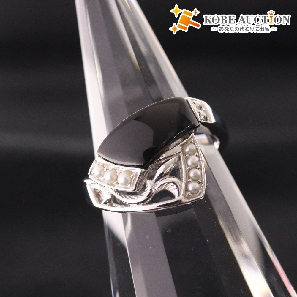 ■ 碌山 ルコリエ リング 指輪 アクセサリー オニキス パール マルカジット 925刻印 5g 13号 シルバー ブラック 付属品付き