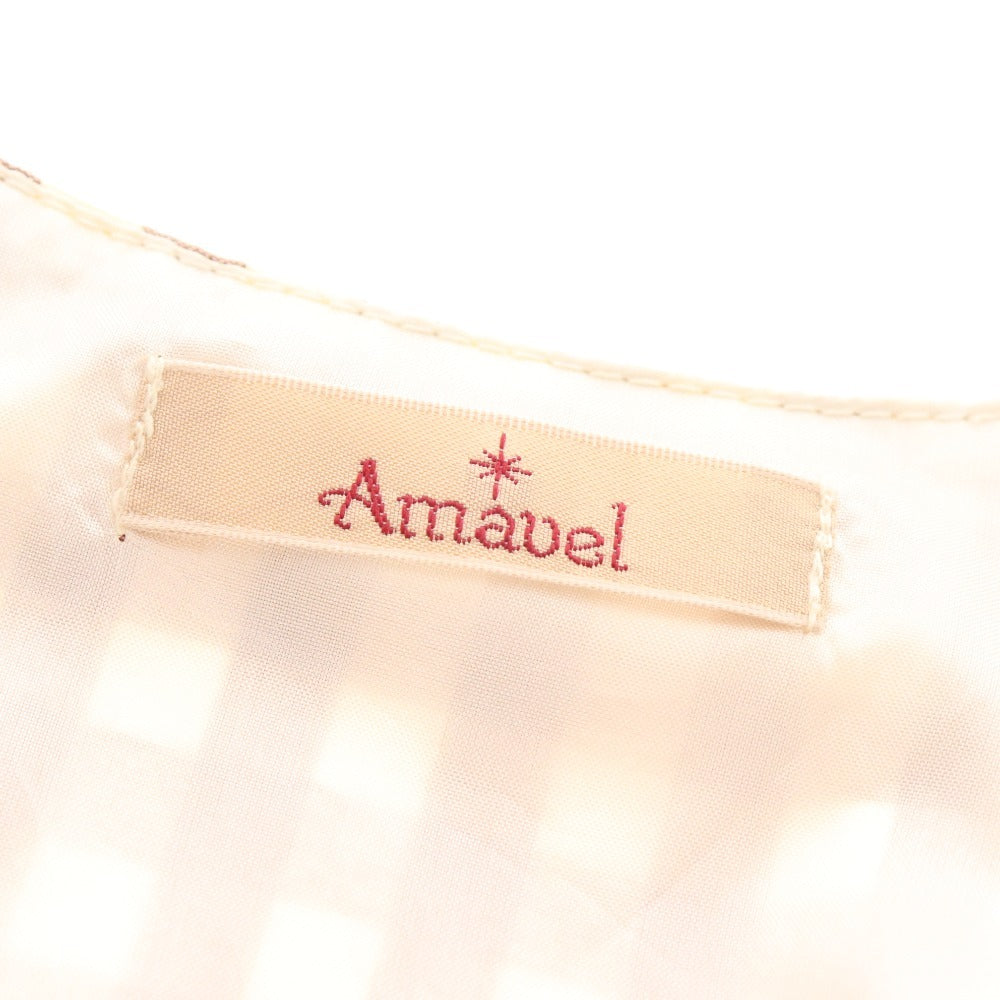 ■ Amabel One-piece dress, sleeveless, top, skirt, check, ribbon, embroidery, women's, M, brown