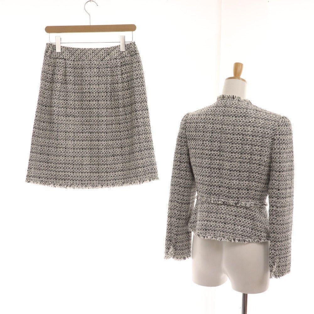 ■ M's Gracie Set-up Jacket Blazer Skirt Tweed Women's Size 40 White with Corsage