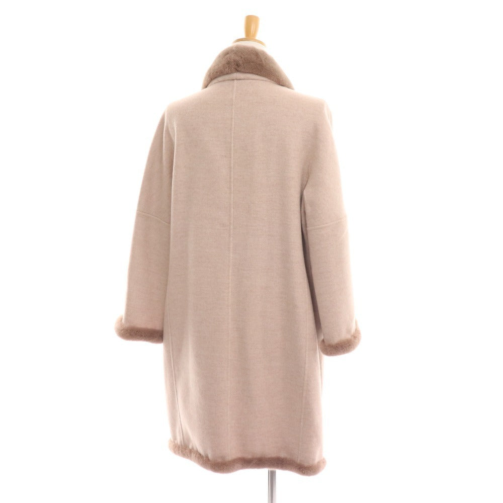 ■ Rotini Mink Long Coat Outerwear Belted Wool Cashmere Women's Size 42 Pink