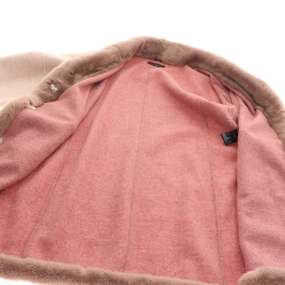 ■ Rotini Mink Long Coat Outerwear Belted Wool Cashmere Women's Size 42 Pink