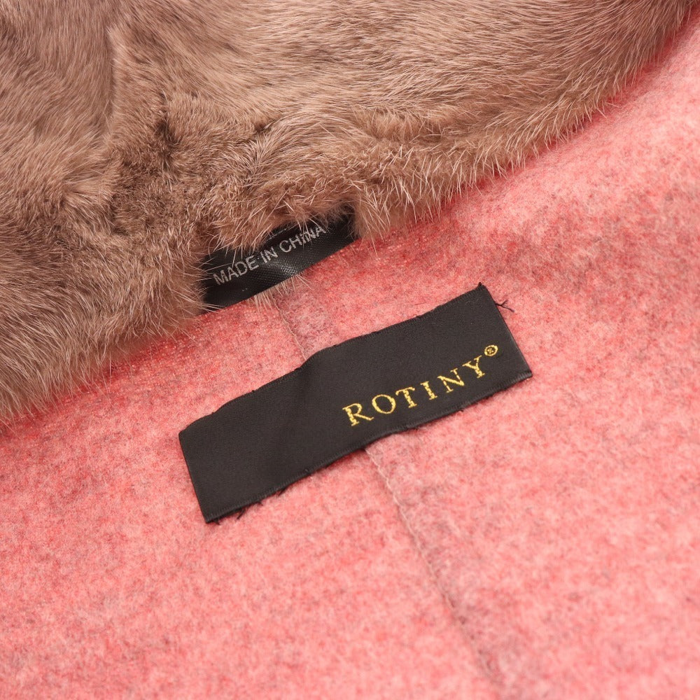 ■ Rotini Mink Long Coat Outerwear Belted Wool Cashmere Women's Size 42 Pink