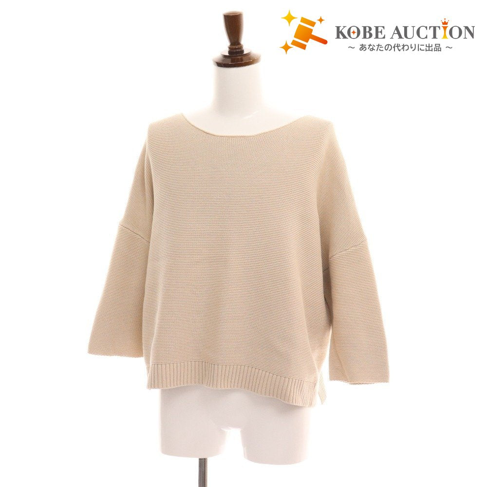 ■ Muse Deuxieme Classe Knit 3/4 Sleeve Waffle Beige Women's Good Condition