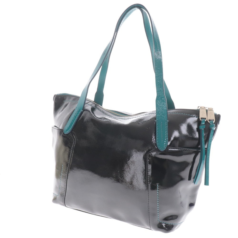 ■ Cole Haan tote bag, patent leather, women's, black, green, with accessories