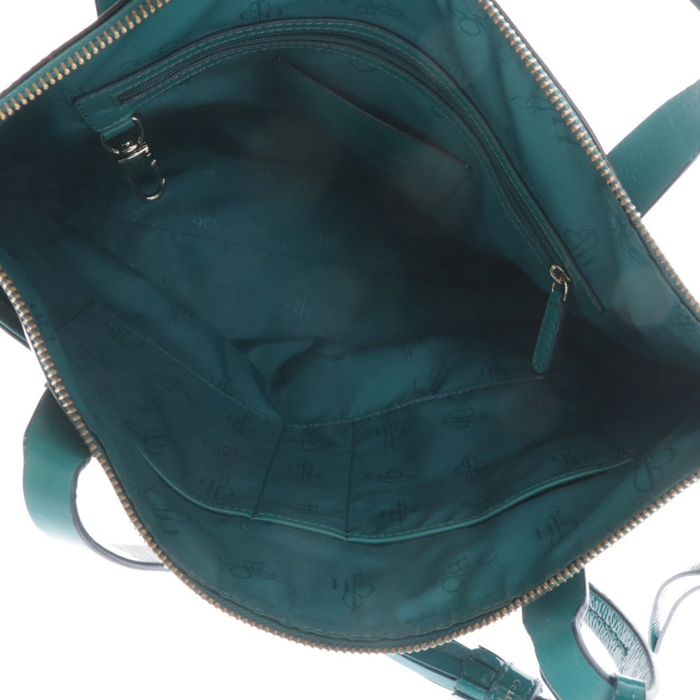 ■ Cole Haan tote bag, patent leather, women's, black, green, with accessories