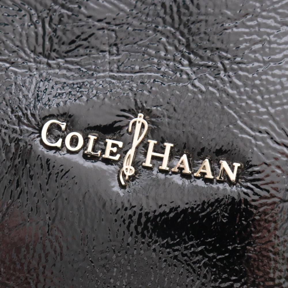 ■ Cole Haan tote bag, patent leather, women's, black, green, with accessories