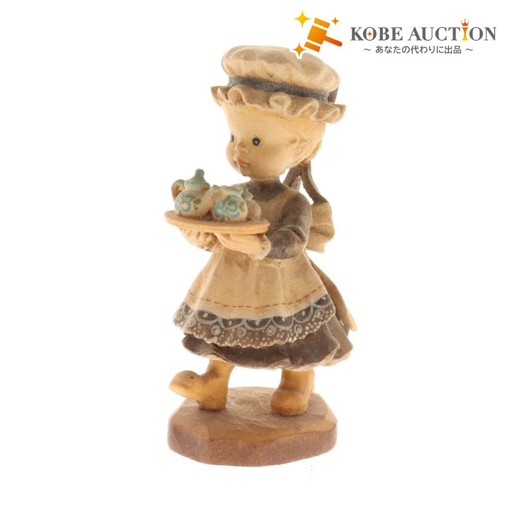 ■ Henri Doll Sarah Kay Wood Carving 1649/4000 Afternoon Tea Afternoon Tea Girl Carrying Tea Girl Figurine Object Interior