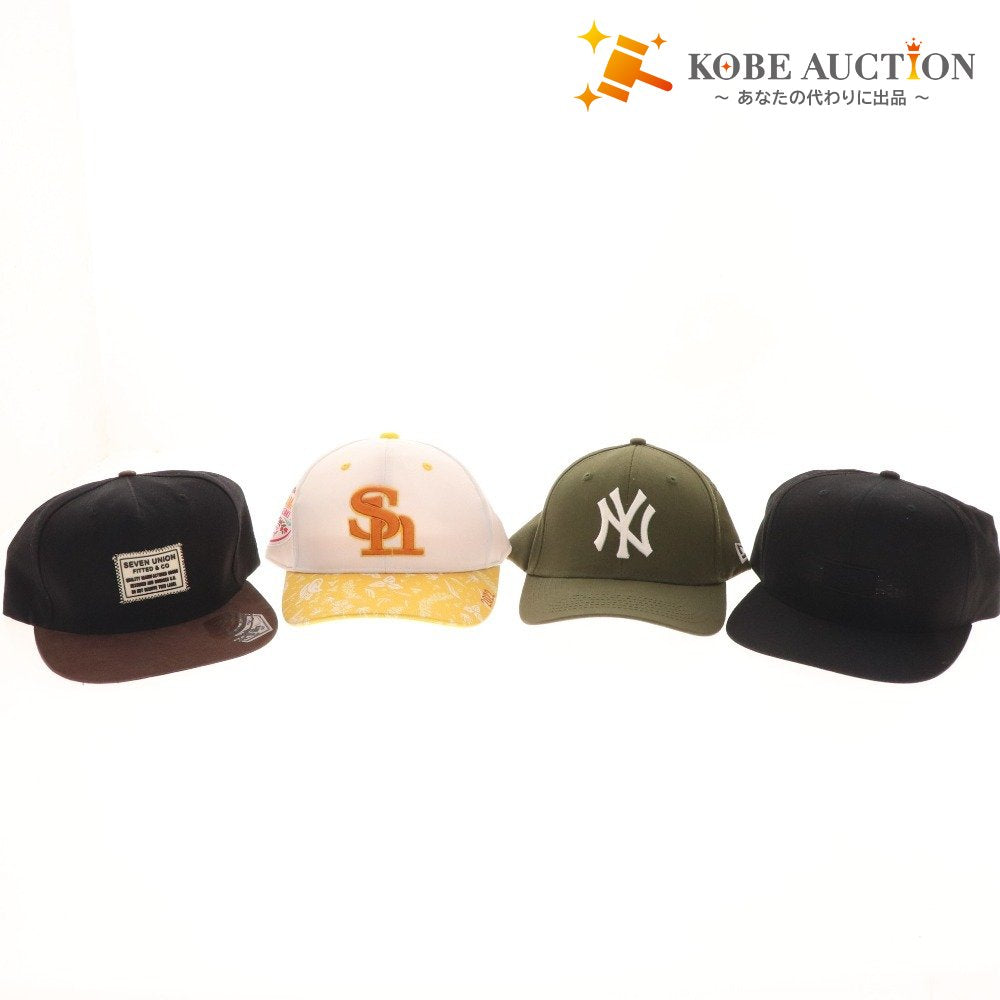 ■ New Era, Brixton, Softbank, Seven Union, Cap, 4-piece set, bulk sale, hat, men's, black, khaki, unused