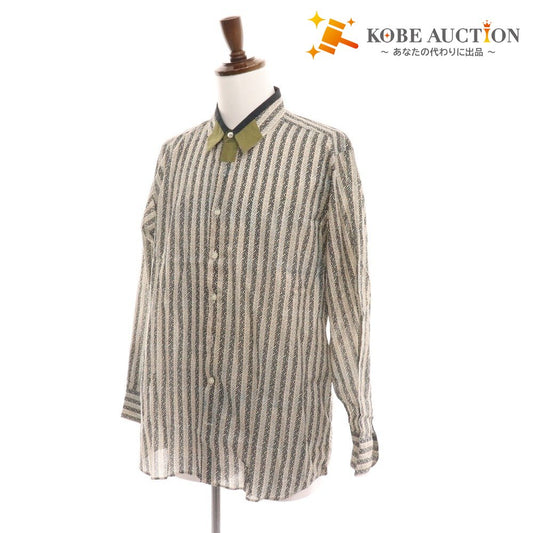 ■ Etro shirt, long sleeves, top, all-over stripe, men's, size 43, beige, black