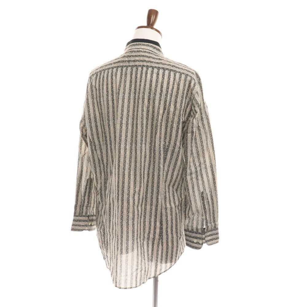 ■ Etro shirt, long sleeves, top, all-over stripe, men's, size 43, beige, black