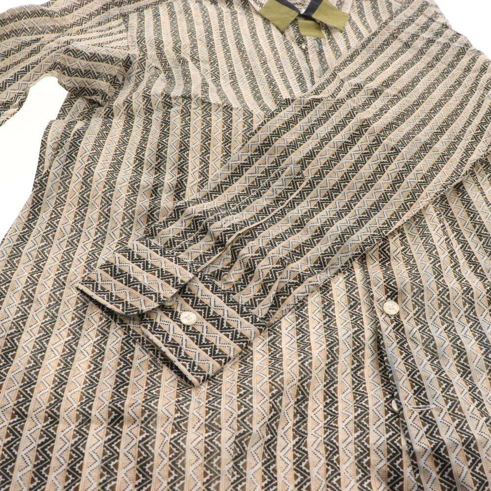 ■ Etro shirt, long sleeves, top, all-over stripe, men's, size 43, beige, black