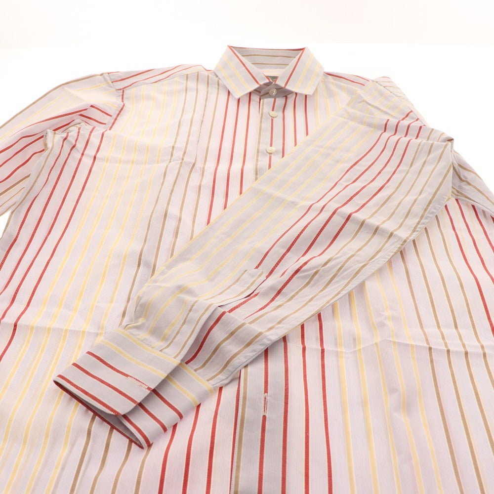 ■ Salvatore Ferragamo Shirt Long Sleeve Top Striped Cotton 100% Men's XL Blue Red Yellow