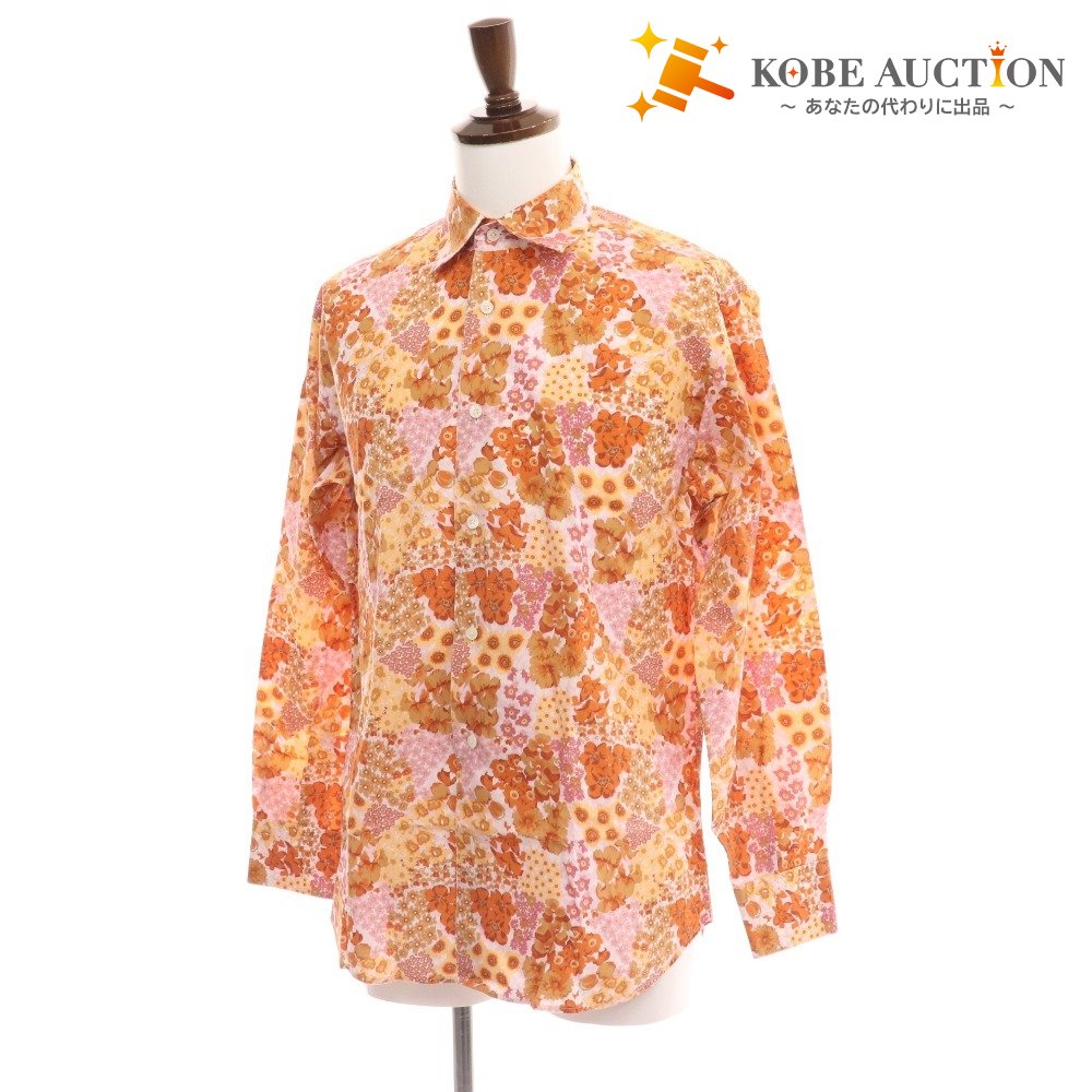 ■ Salvatore Ferragamo Shirt Long Sleeve Top Floral Print Men's S Orange