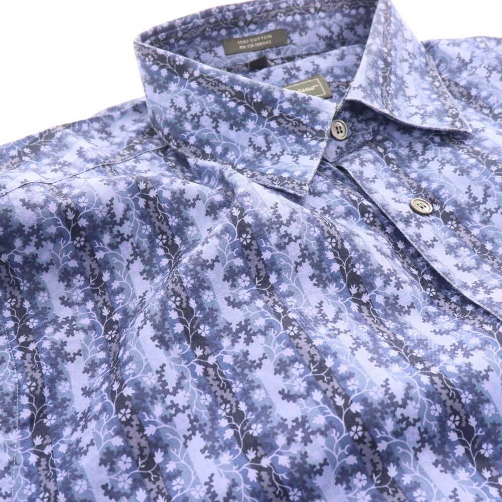 ■ Salvatore Ferragamo Shirt Long Sleeve Tops All-over Pattern 100% Cotton Men's L Blue