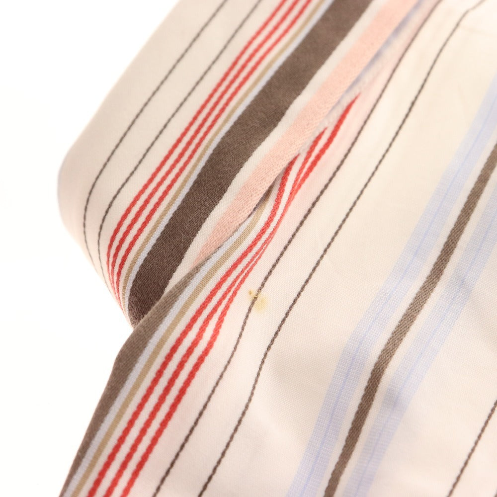 ■ Salvatore Ferragamo Shirt Short Sleeve Top Striped Cotton 100% Men's XL White Red