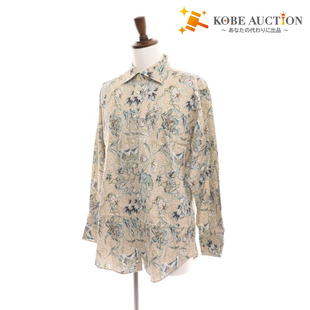 ■ Etro shirt, long sleeves, top, floral print, all-over print, men's, size 44, beige