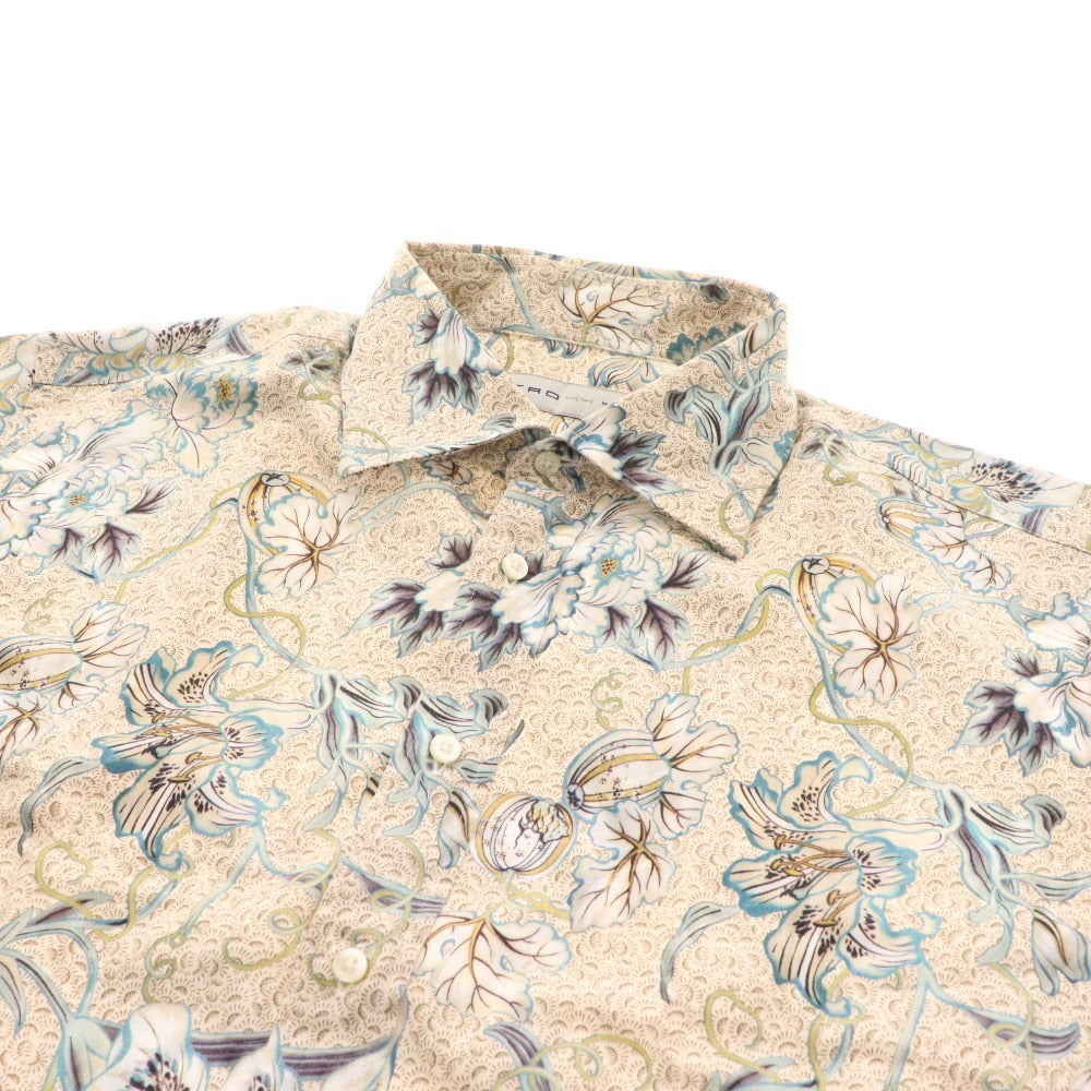 ■ Etro shirt, long sleeves, top, floral print, all-over print, men's, size 44, beige