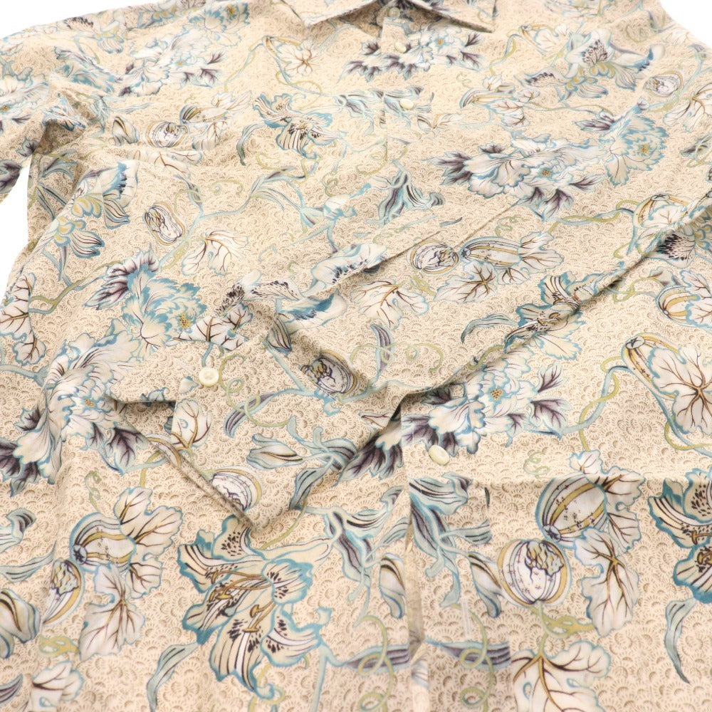 ■ Etro shirt, long sleeves, top, floral print, all-over print, men's, size 44, beige