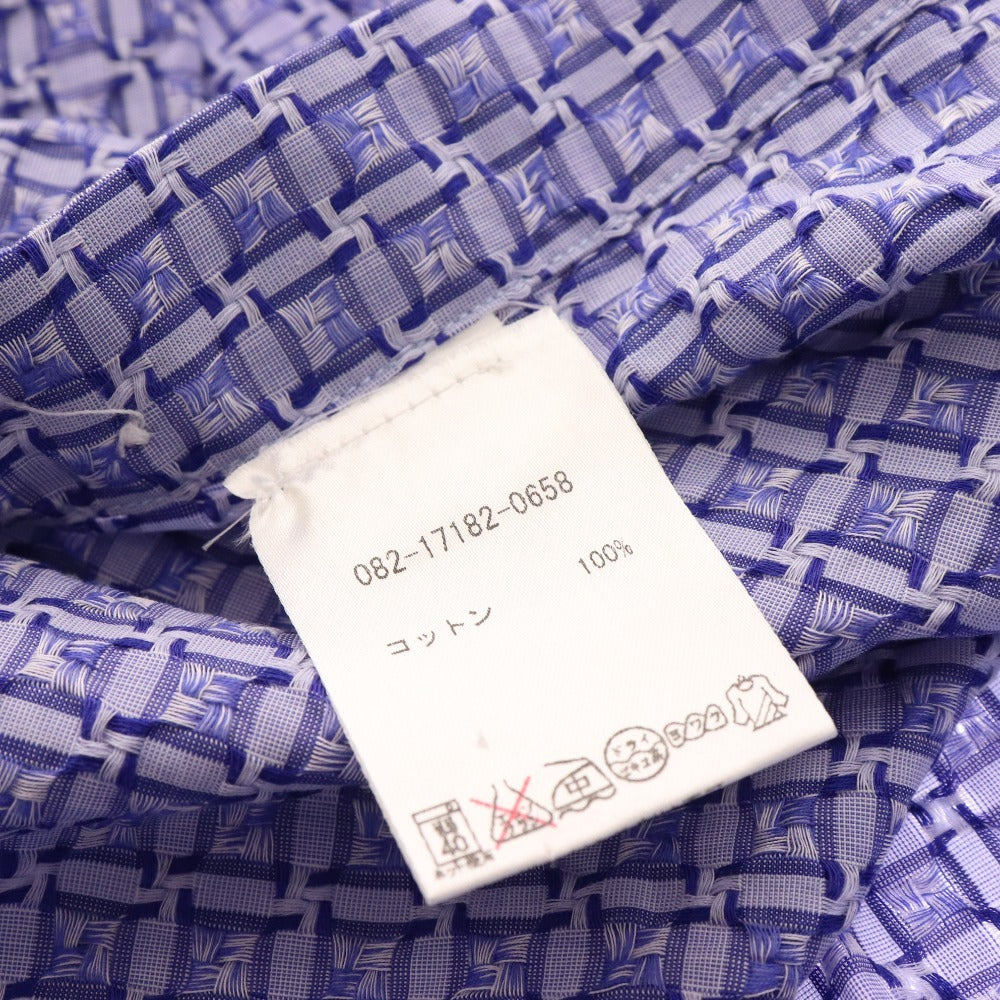 ■ Etro shirt, long sleeves, top, all-over pattern, 100% cotton, men's, size 43, blue