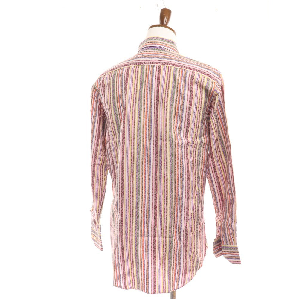 ■ Etro shirt, long sleeves, top, striped, 100% cotton, men's, size 41, colorful