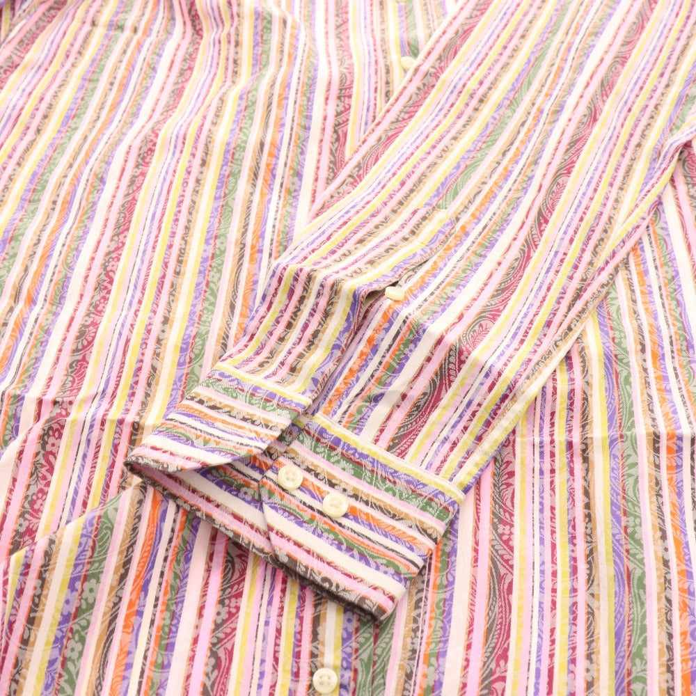 ■ Etro shirt, long sleeves, top, striped, 100% cotton, men's, size 41, colorful