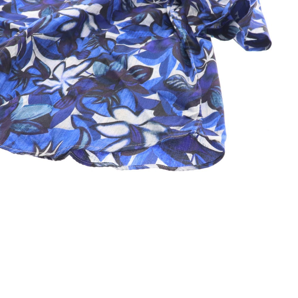 ■ Etro shirt, short sleeves, top, all-over floral print, 100% cotton, men's, XL, blue