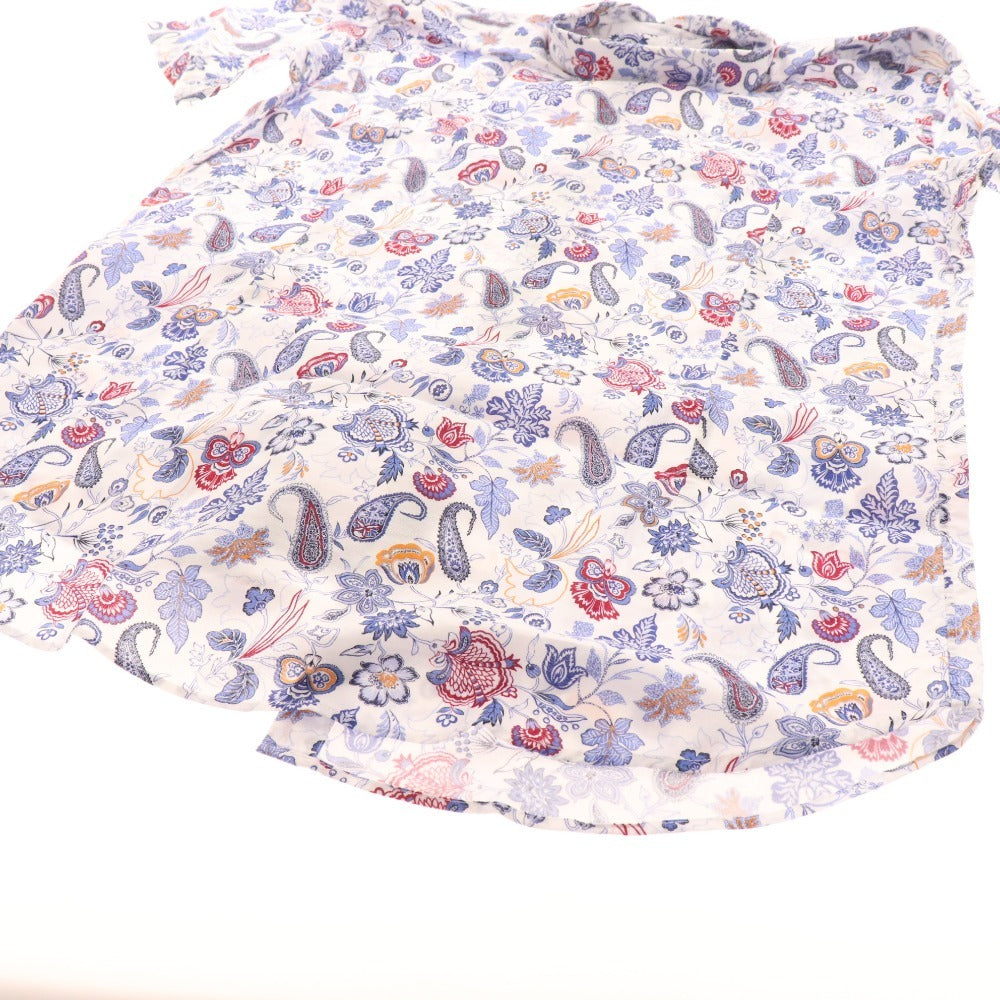 ■ Etro shirt, short sleeves, top, all-over floral print, 100% cotton, men's, XL, white, blue