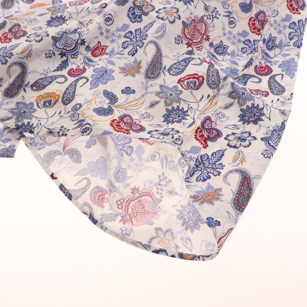 ■ Etro shirt, short sleeves, top, all-over floral print, 100% cotton, men's, XL, white, blue