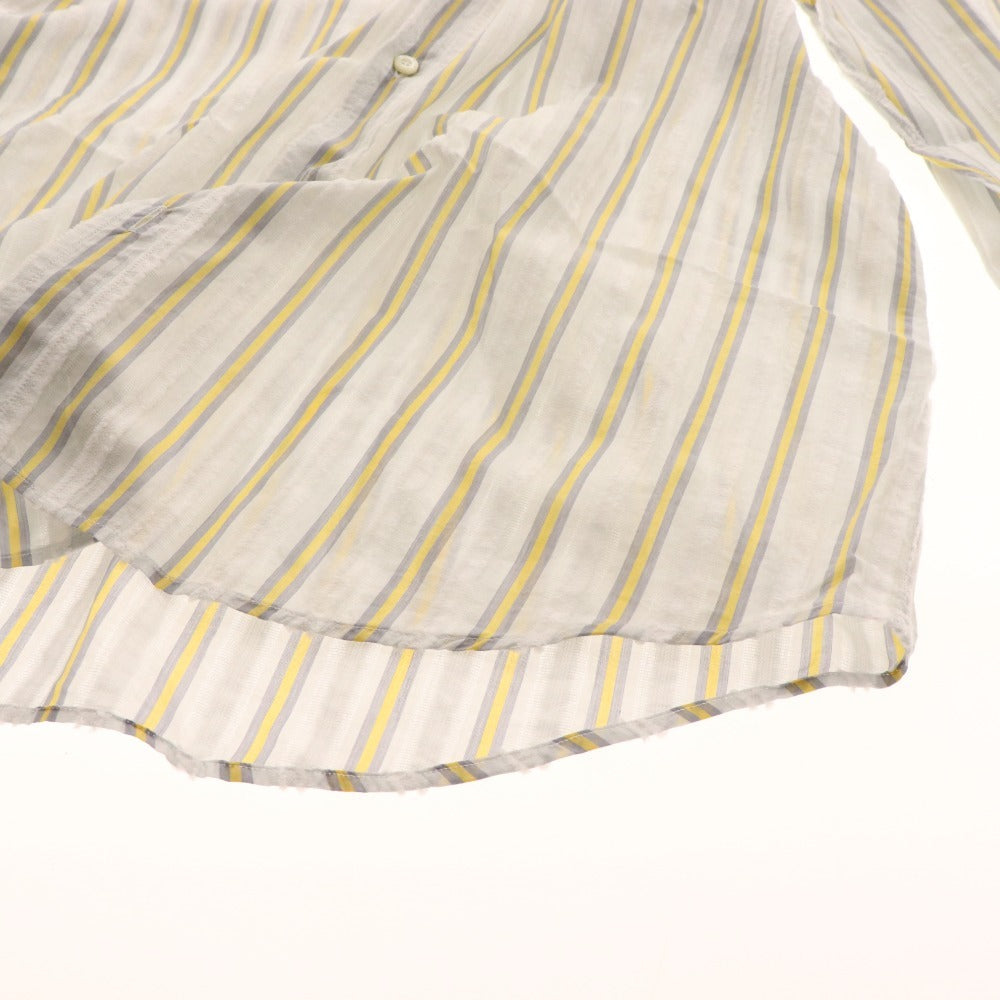 ■ Etro shirt, long sleeves, top, striped, 100% cotton, men's, size 43, white, yellow