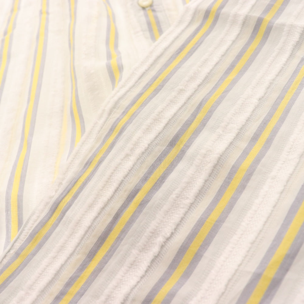 ■ Etro shirt, long sleeves, top, striped, 100% cotton, men's, size 43, white, yellow