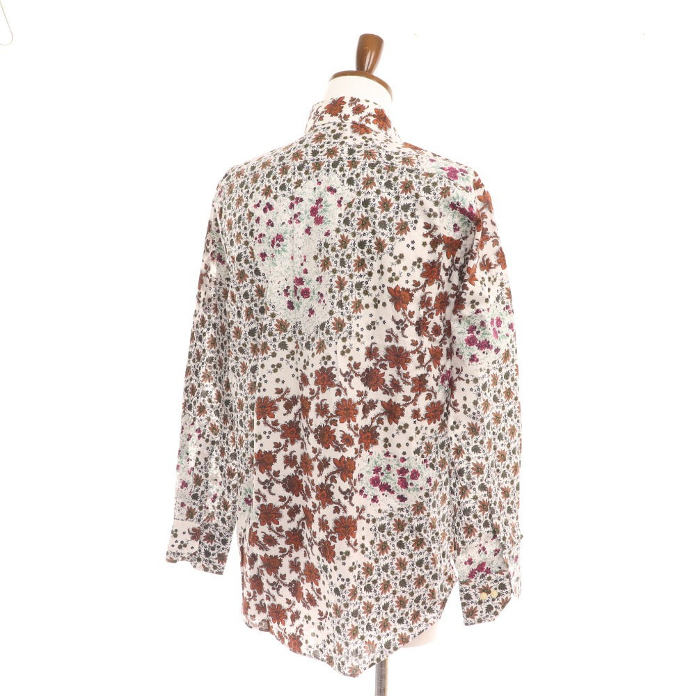 ■ Etro shirt, long sleeves, top, botanical pattern, all-over pattern, 100% cotton, men's, size 41, white, brown