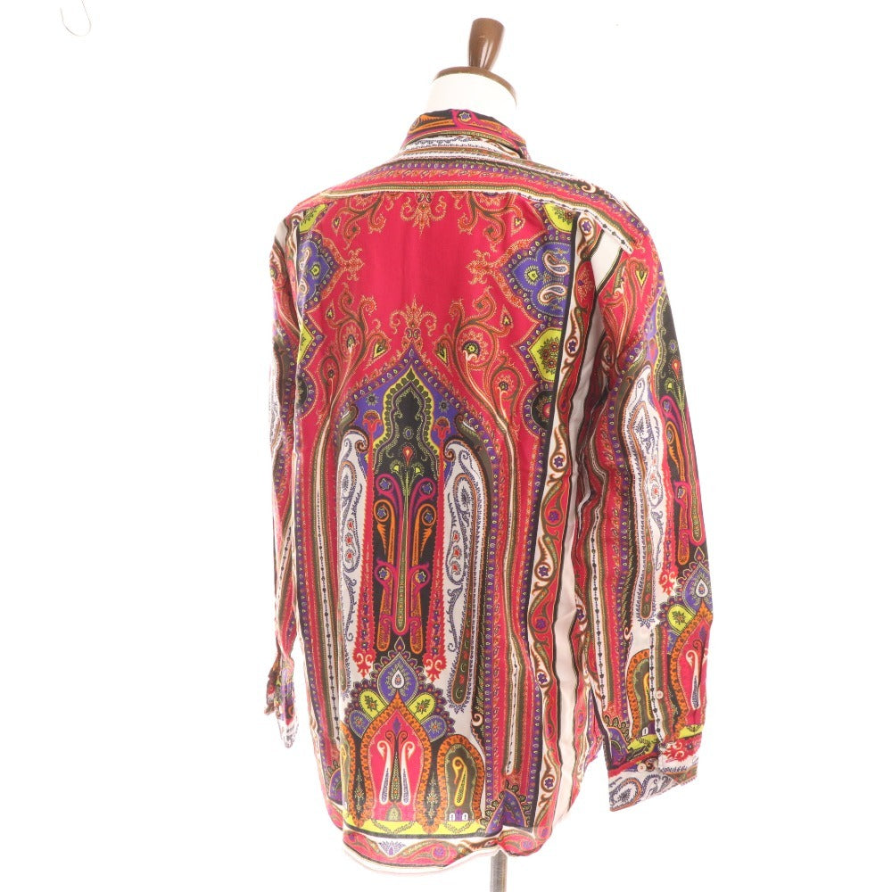 ■ Etro shirt, long sleeves, top, all-over pattern, 100% cotton, men's, L, red