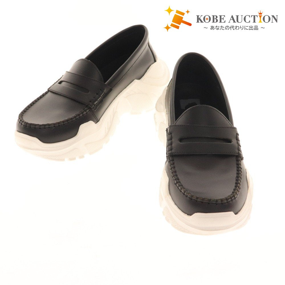 ■ Akiko Aoki Loafers Shoes Platform Shoes Genuine Leather Women's Size 23 Black White Accessories Included Tags Included Unused