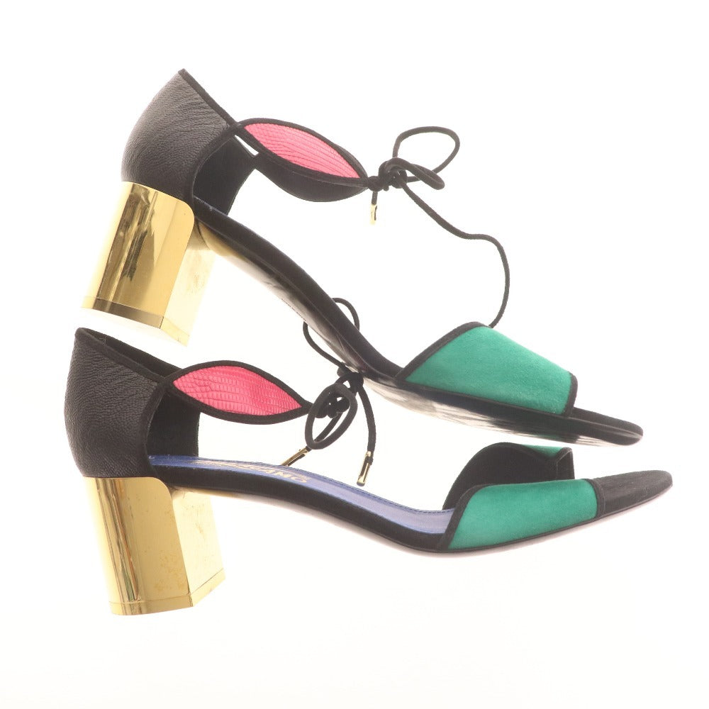 ■ サルヴァトーレフェラガモ サンダル シューズ 靴 アンクルストラップ チャンキーヒール レディース 9 マルチカラー 袋付き