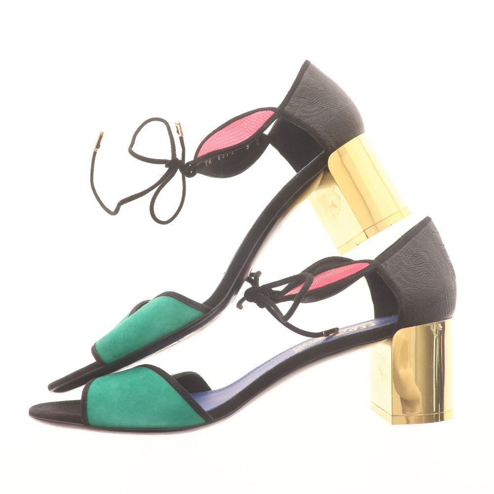 ■ サルヴァトーレフェラガモ サンダル シューズ 靴 アンクルストラップ チャンキーヒール レディース 9 マルチカラー 袋付き