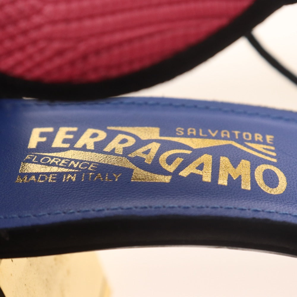 ■ サルヴァトーレフェラガモ サンダル シューズ 靴 アンクルストラップ チャンキーヒール レディース 9 マルチカラー 袋付き