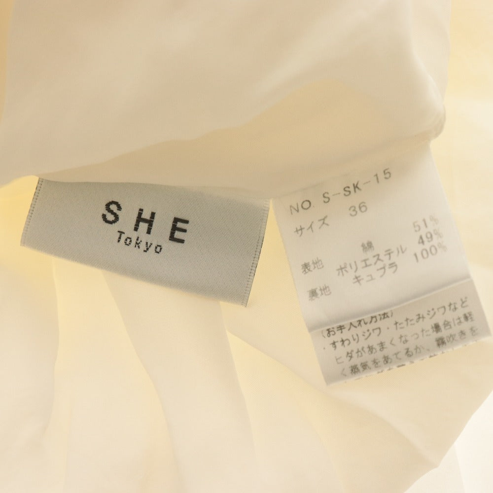■ SHE Tokyo Long Skirt, Accordion Pleats, Made in Japan, Women's, Size 36 (S), White