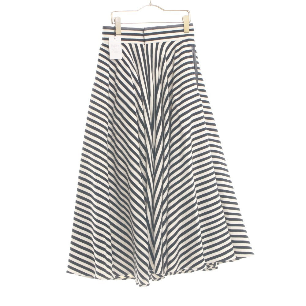 ■ SHE Tokyo シートーキョー スカート ボトムス ロング ファスナー ストライプ レディース 38 アイボリー ブラック系 タグ付き 未使用