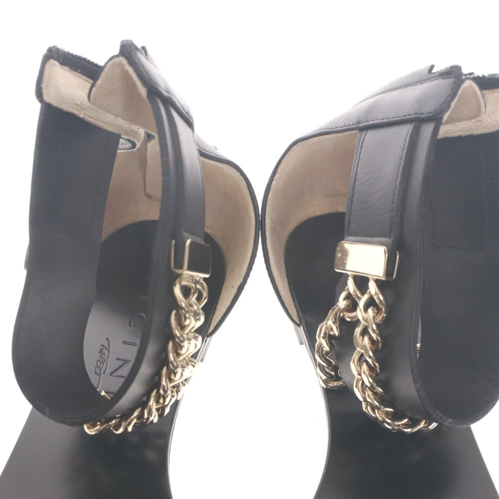 ■ VICINI ヴィッチーニ サンダル シューズ 靴 ゴールド金具 チェーン ファスナー レディース 38 (24.0cm~24.5cm相当) ブラック