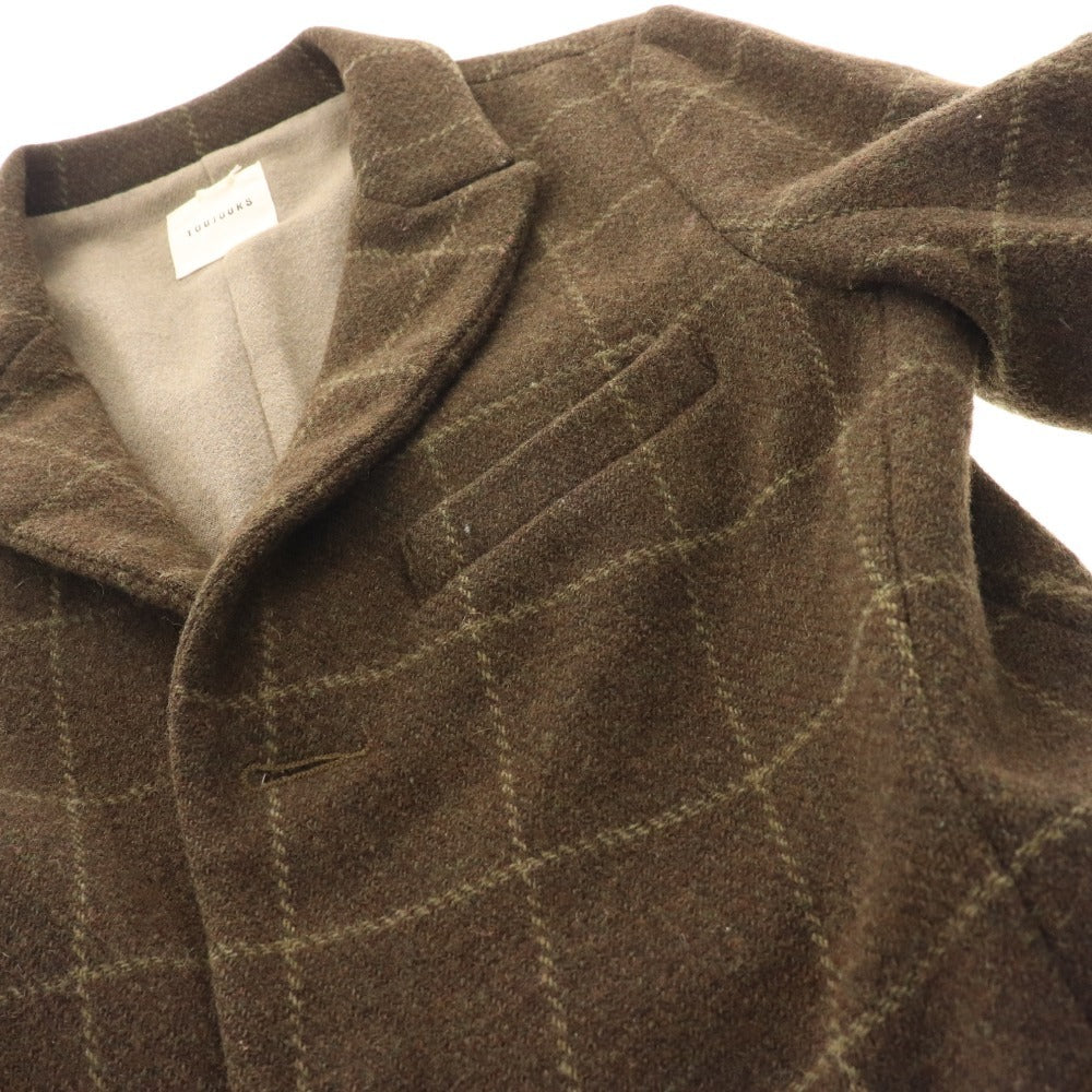 ■ Toujoo Jacket Outer Check 100% Wool Women's Size 2 Khaki