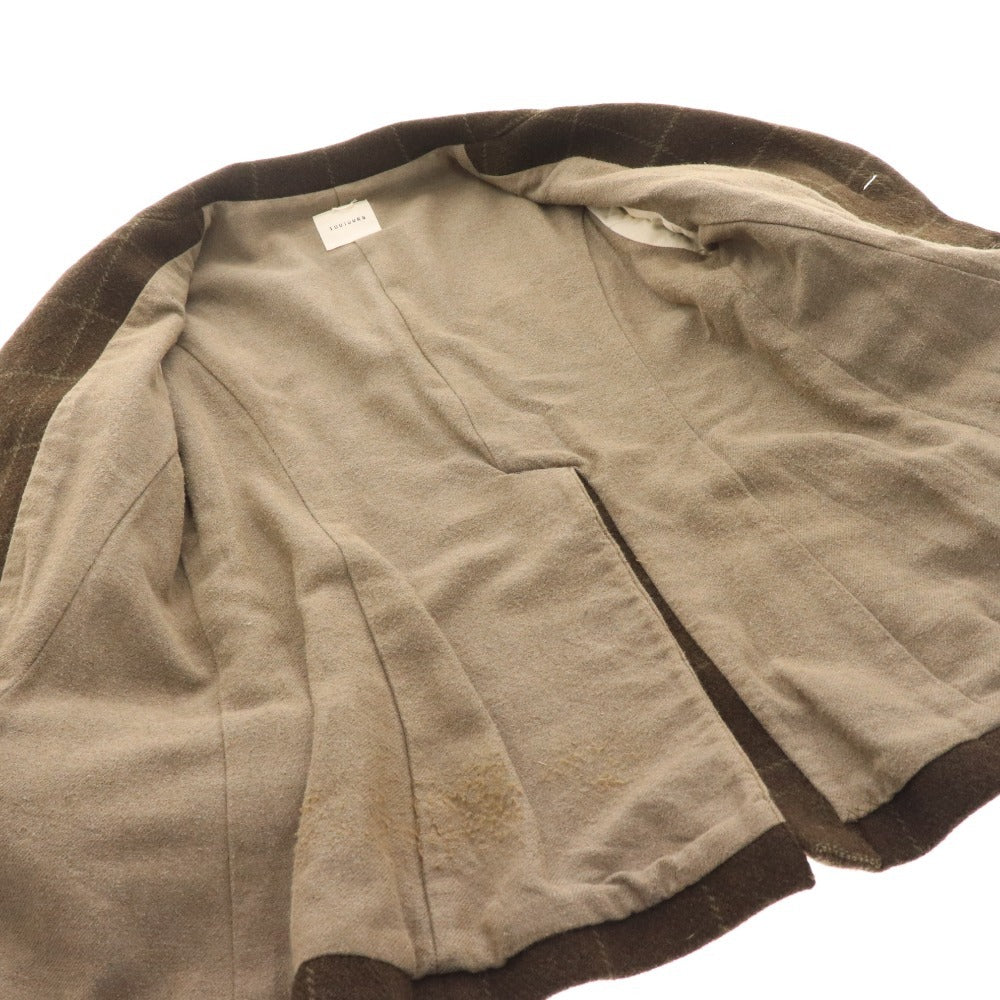 ■ Toujoo Jacket Outer Check 100% Wool Women's Size 2 Khaki